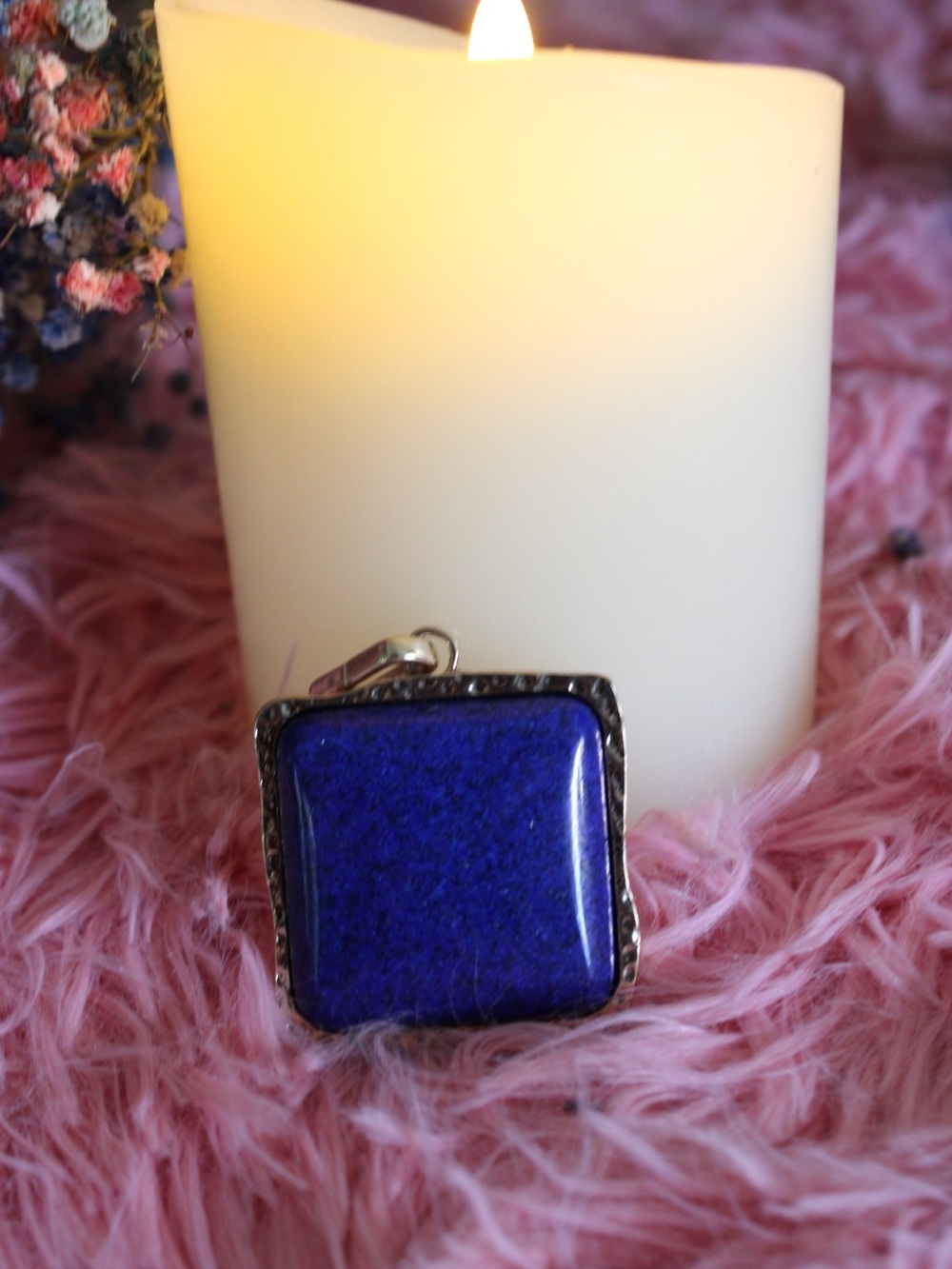 Free People Blue Square Stone Statement Pendant Charm